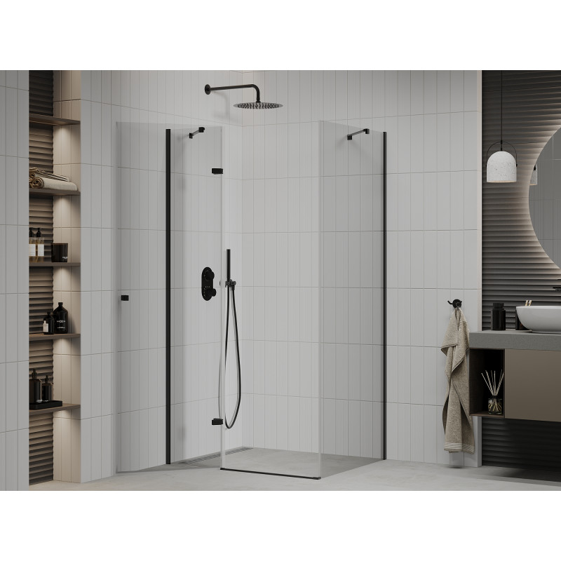 Mexen Roma двойна душ кабина 80 x 70 см, прозрачна, черна - 854-080-070-70-00