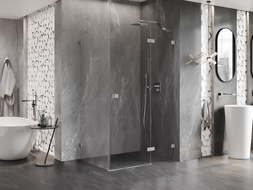 Mexen Lunar прозрачен душ кабина, сгъваема дясна 90 x 80 см, прозрачна, матиран никел - 834-090-080-97-00-P