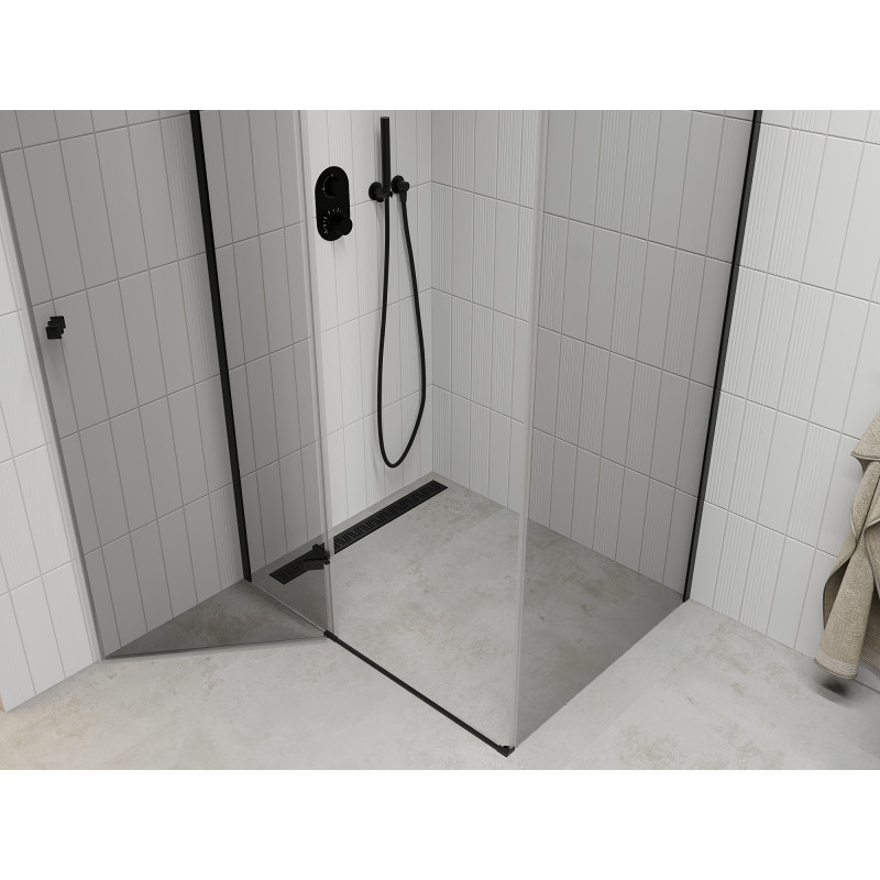 Mexen Roma люлееща се душ кабина 90 x 80 см, прозрачна, черна - 854-090-080-70-00