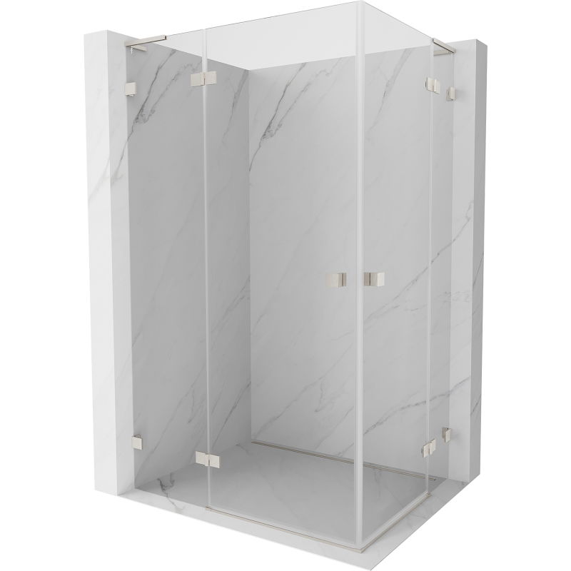 Mexen Lunar L Duo душ кабина с отваряеми врати 115 x 80 см, прозрачна, четкан никел - 834L-115L-080P-97-00