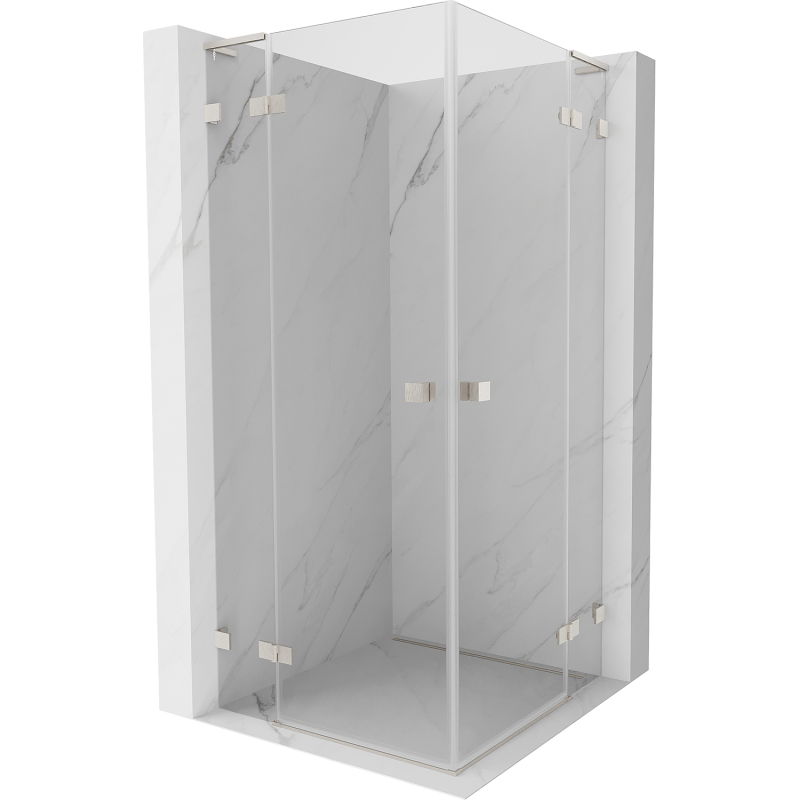 Mexen Lunar L Duo сгъваем душ кабина 120 x 120 cm, прозрачен, с четкан никел - 834L-120L-120P-97-00