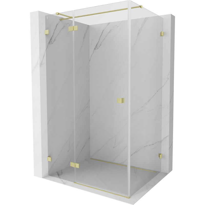 Mexen Lunar T лява врата на душ кабина 120 x 90 см, прозрачна, злато четкано - 834T-120-090-55-00-L