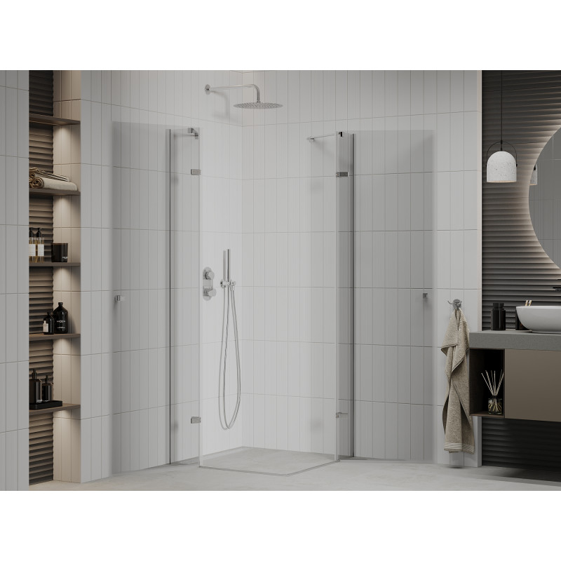 Mexen Roma Duo сгъваема душ кабина 120 x 120 см, прозрачна, хром - 854-120-120-02-00