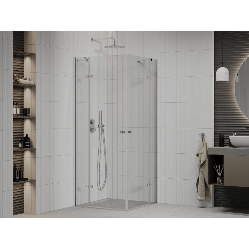 Mexen Roma Duo сгъваема душ кабина 120 x 120 см, прозрачна, хром - 854-120-120-02-00
