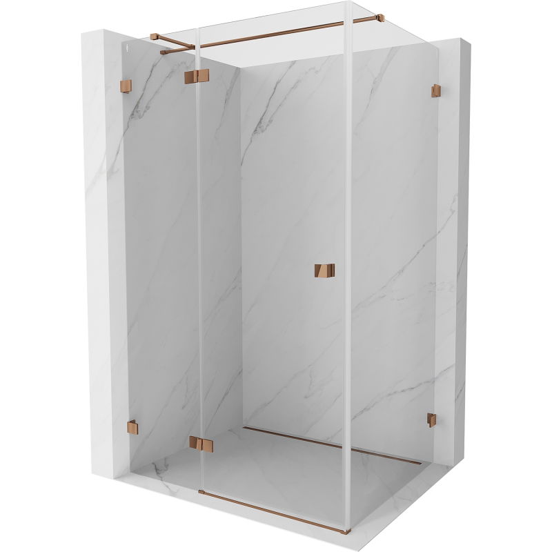 Mexen Lunar T двустранна душ кабина лява 120 x 90 см, прозрачна, розово злато - 834T-120-090-60-00-L