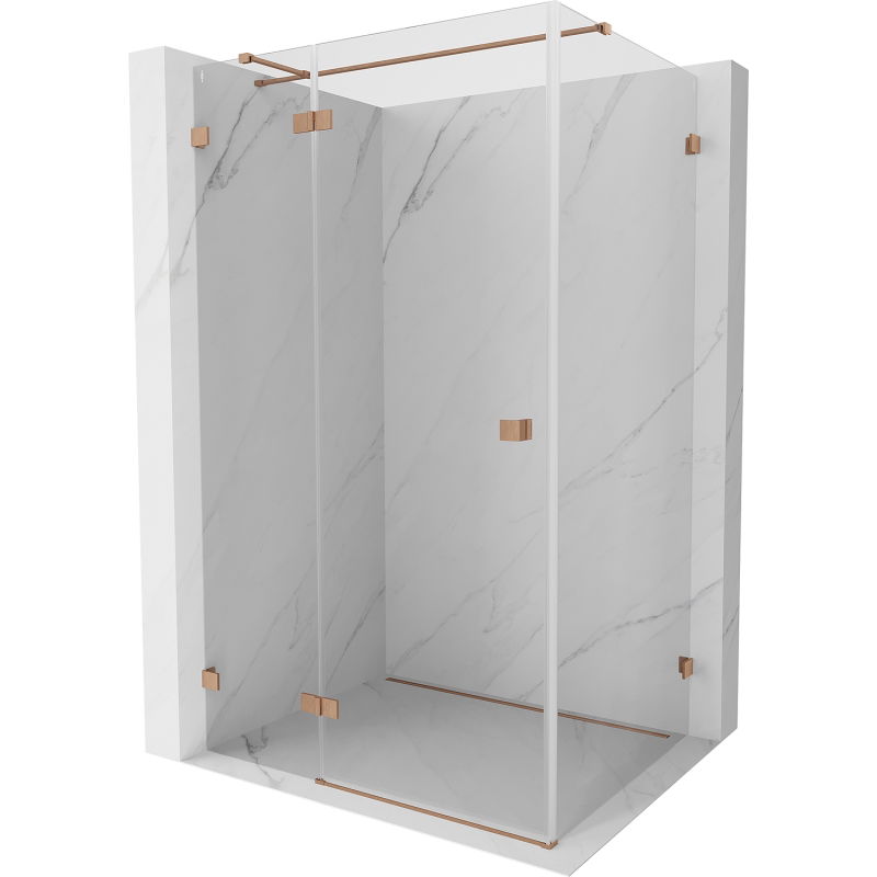 Mexen Lunar T лява душ кабина с прозрачни врати 130 x 90 см, матирана мед - 834T-130-090-65-00-L