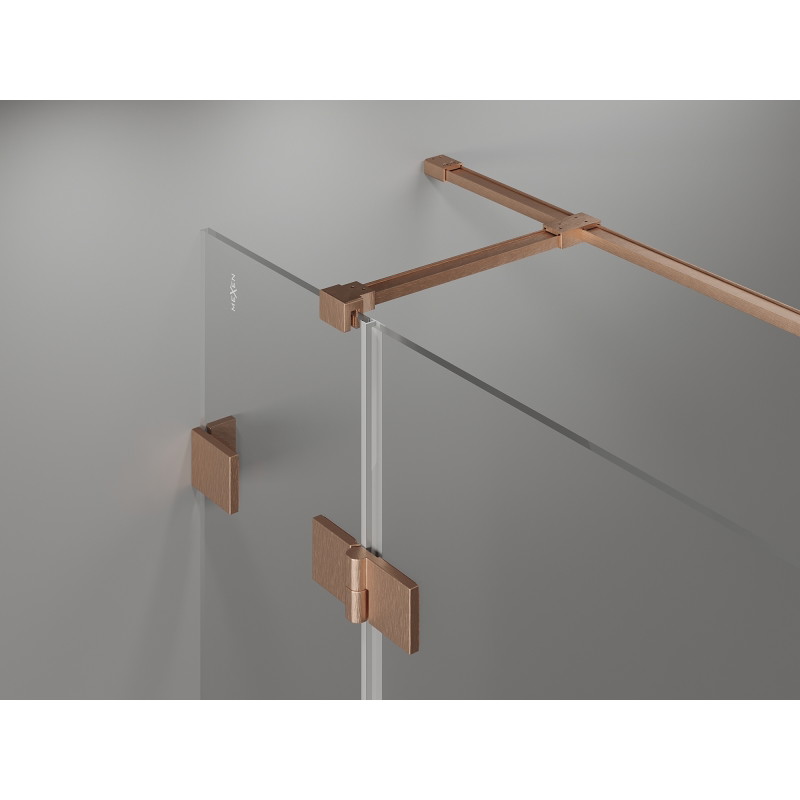 Mexen Lunar T лява отваряема душ кабина 135 x 120 см, прозрачна, четкана мед