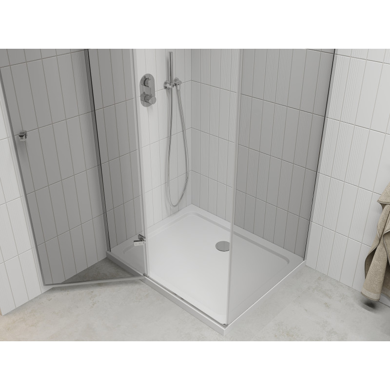 Mexen Roma отваряема душ кабина 100 x 70 см, прозрачна, хром + душ корито Flat