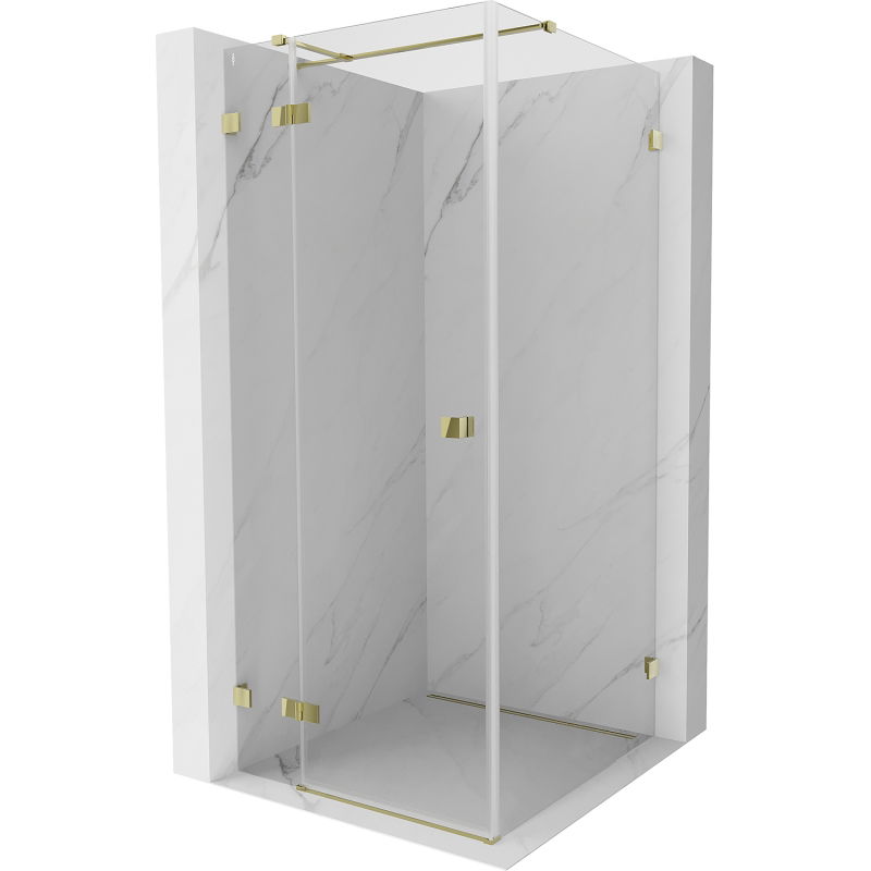 Mexen Lunar T лява отваряема душ кабина 120 x 120 см, прозрачна, златна - 834T-120-120-50-00-L