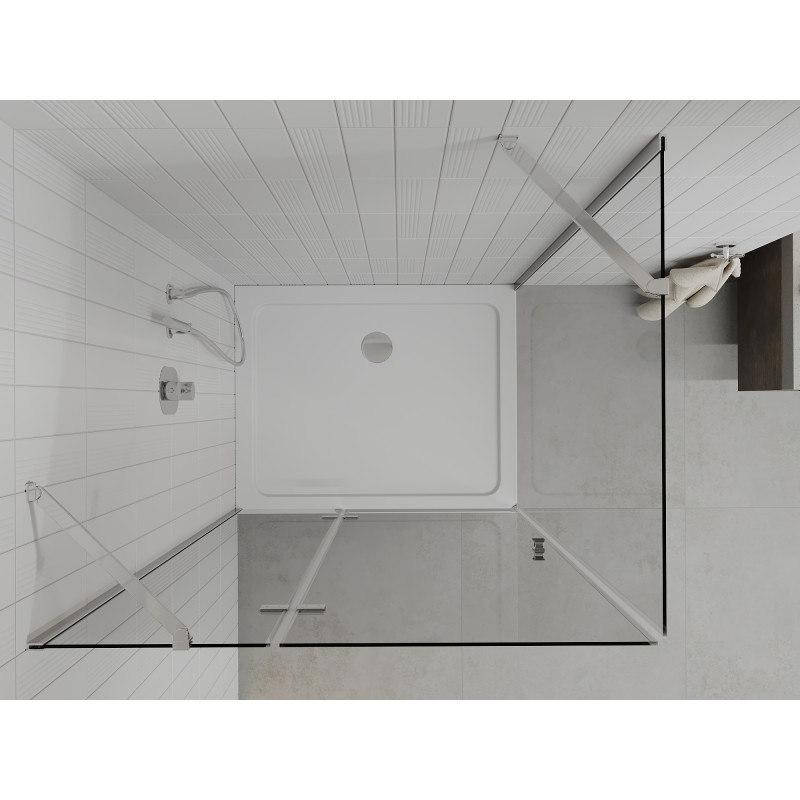 Mexen Roma плъзгаща се душ кабина 120 x 100 см, прозрачна, хром + душ корито Flat