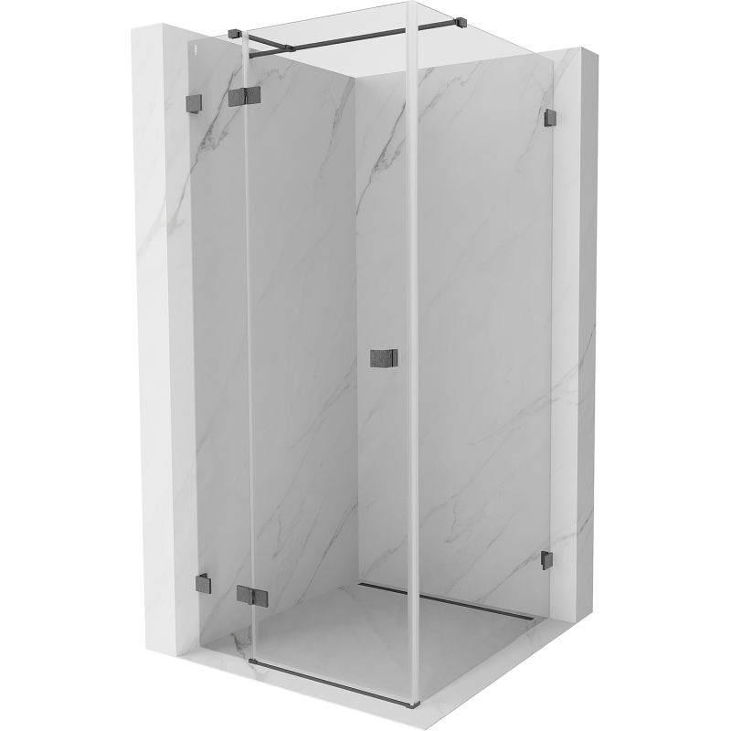 Mexen Lunar T лява разтваряема душ кабина 120 x 120 см, прозрачна, четка Gun gray - 834T-120-120-66-00-L
