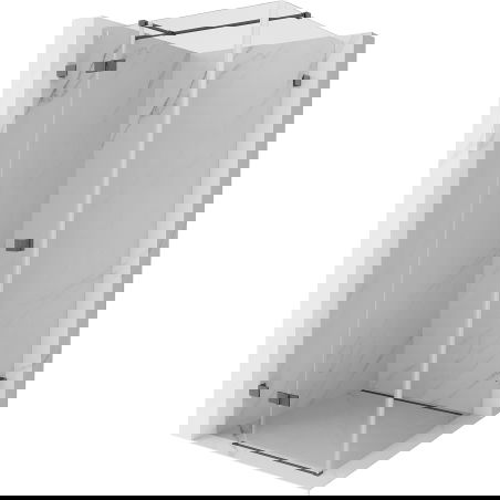 Mexen Lunar T лява разтваряема душ кабина 120 x 120 см, прозрачна, четка Gun gray - 834T-120-120-66-00-L