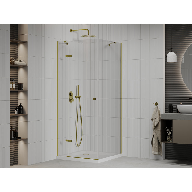 Mexen Roma хоризонтална душ кабина 80 x 80 см, прозрачна, златна + плосък