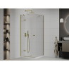 Mexen Roma отваряема душ кабина 90 x 90 см, прозрачна, златно + корито Flat