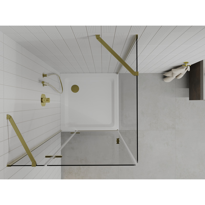 Mexen Roma отваряема душ кабина 90 x 90 см, прозрачна, златно + корито Flat