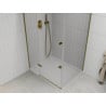 Mexen Roma душ кабина с отваряща се врата 70 x 80 см, прозрачна, златна + улей Flat - 854-070-080-50-00-4010
