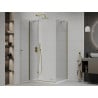 Mexen Roma душ кабина с отваряща се врата 70 x 80 см, прозрачна, златна + улей Flat - 854-070-080-50-00-4010