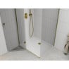 Мексен Рома душ кабина с отваряща се врата 70 x 90 см, прозрачна, златна + корито Flat - 854-070-090-50-00-4010