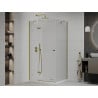 Mexen Roma душ кабина с отваряща се врата 70 x 100 см, прозрачна, златна + корито Flat - 854-070-100-50-00-4010