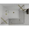 Mexen Roma душ кабина с отваряща се врата 70 x 100 см, прозрачна, златна + корито Flat - 854-070-100-50-00-4010
