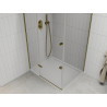 Mexen Roma лющева кабина с врати 90 x 100 см, прозрачна, златиста + поддушник Flat