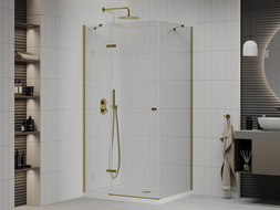 Mexen Roma душ кабина с отваряне 120 x 90 см, прозрачен, златен + подложка Flat - 854-120-090-50-00-4010