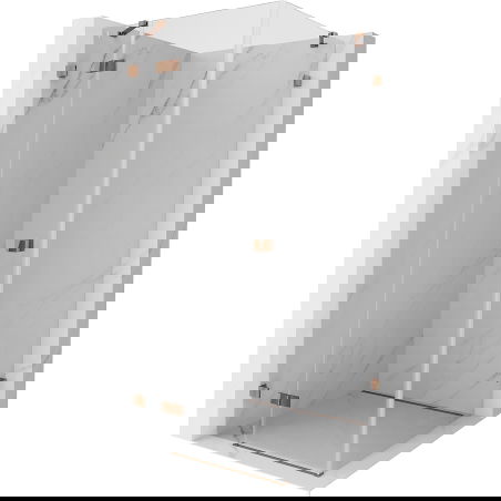 Mexen Lunar кабина за душ отваряема лява 80 x 80 см, прозрачна, розово злато - 834-080-080-60-00-L