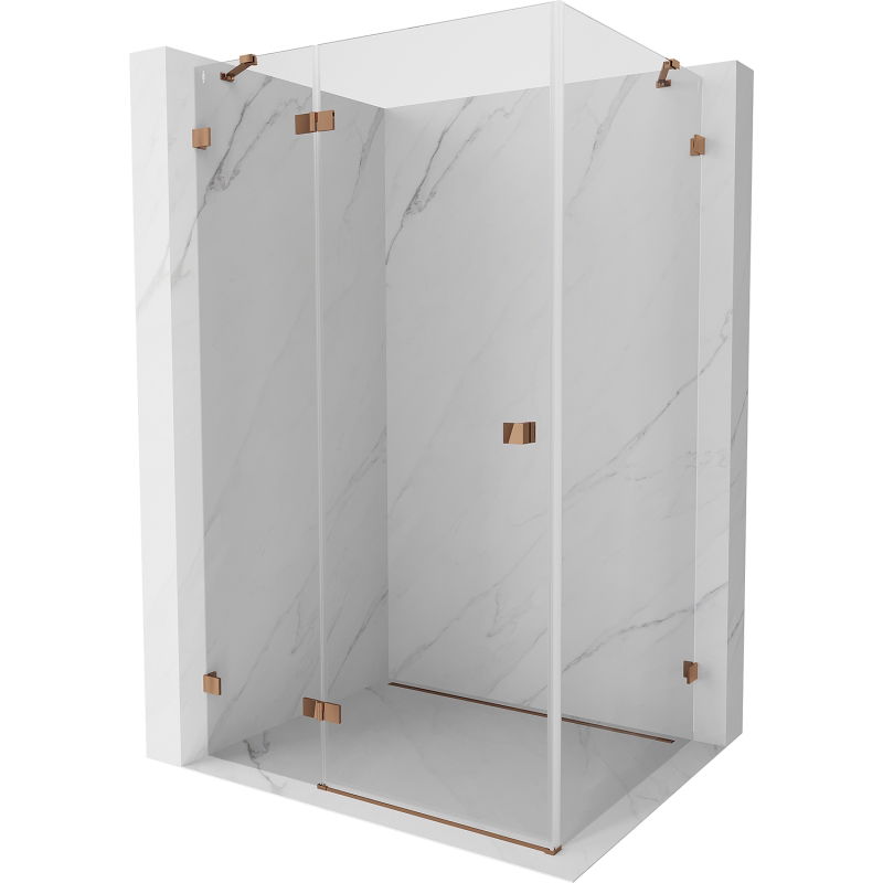 Mexen Lunar лява отваряема душ кабина 85 x 80 см, прозрачна, розово злато - 834-085-080-60-00-L