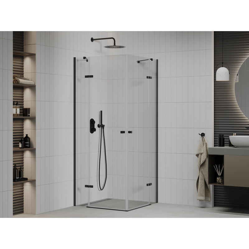 Mexen Roma Душ кабина Duo двукрила 70 x 70 см, прозрачна, черна - 854-070-070-70-00-02