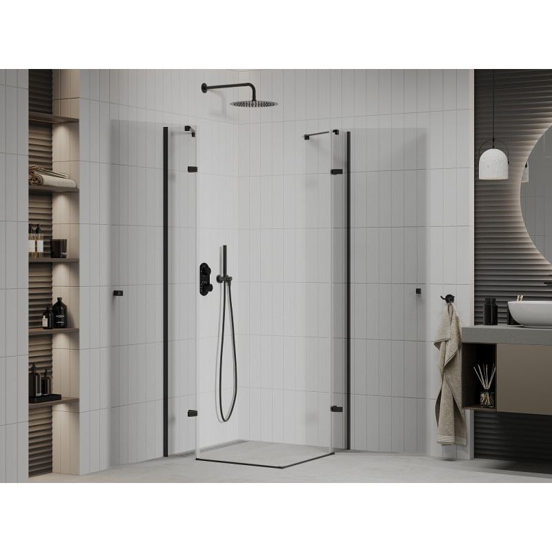 Mexen Roma Двойна отваряема душ кабина 80 x 80 см, прозрачна, черна