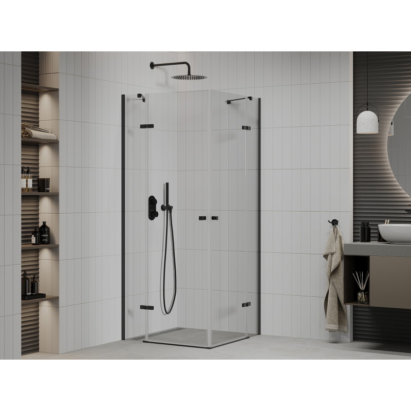 Mexen Roma Двойна отваряема душ кабина 80 x 80 см, прозрачна, черна