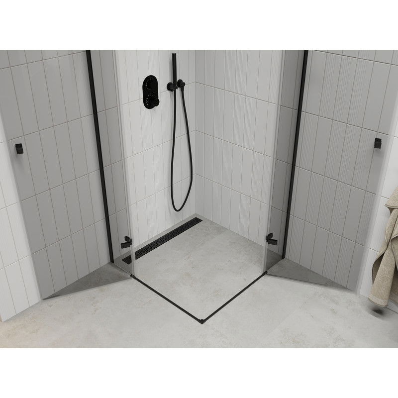 Mexen Roma Duo сгъваема душ кабина 90 x 90 см, прозрачна, черна - 854-090-090-70-00-02