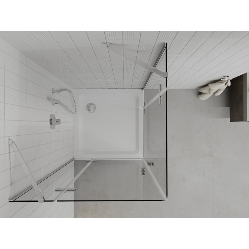 Mexen Roma Дуо душ кабина с врати 90 x 90 см, прозрачна, хром + корито Flat