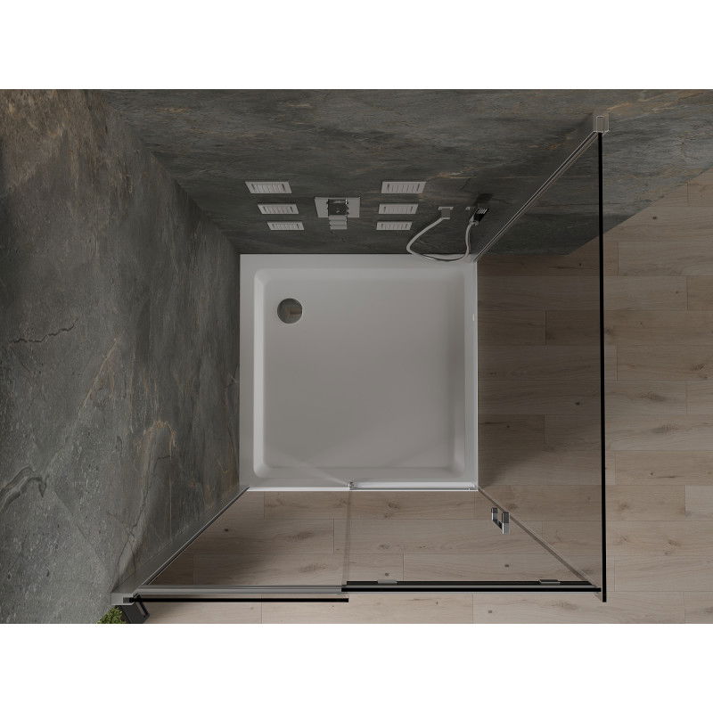Mexen Omega плъзгаща се душ кабина 100 x 100 см, графит, хром + корито Flat, бяло - 825-100-100-01-40-4010