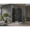 Mexen Omega плъзгаща се душ кабина 100 x 100 см, графит, хром + корито Flat, бял