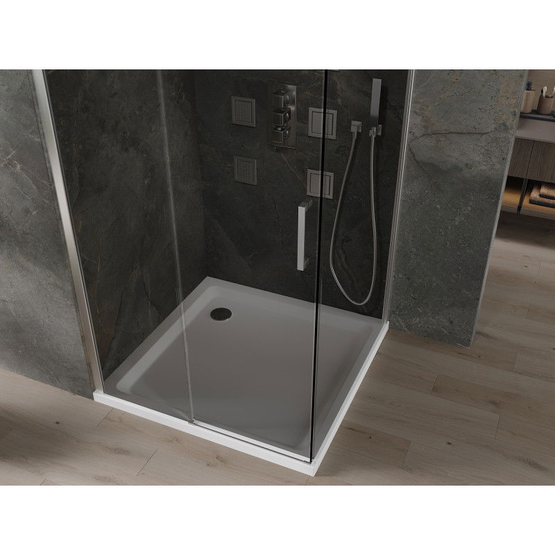 Mexen Omega плъзгаща се душ кабина 100 x 100 см, графит, хром + корито Flat, бяло - 825-100-100-01-40-4010