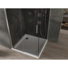 Mexen Omega плъзгаща се душ кабина 100 x 100 см, графит, хром + корито Flat, бял