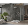 Mexen Omega плъзгаща се душ кабина 100 x 100 см, прозрачна, хром + корито Flat