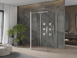 Mexen Omega-3S душ кабина 3-стенна, плъзгаща се 100 х 100 см, прозрачна, хром - 825-100-100-01-00-3S