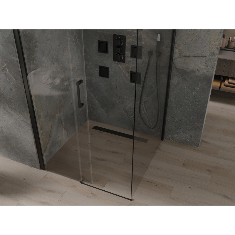 Mexen Omega плъзгаща се душ кабина 100 x 100 см, прозрачна, черна - 825-100-100-70-00