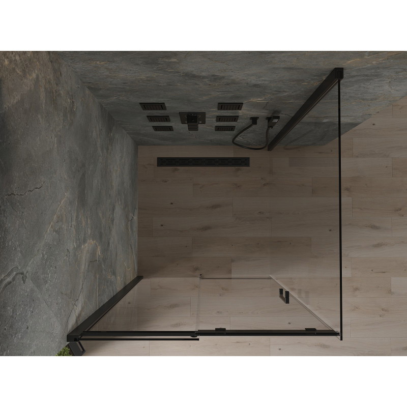 Mexen Omega плъзгаща се душ кабина 100 x 100 см, прозрачна, черна - 825-100-100-70-00