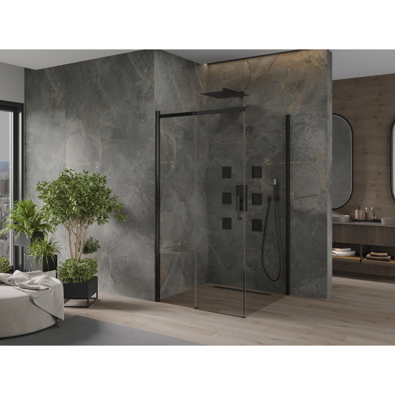 Mexen Omega плъзгаща се душ кабина 100 x 100 см, прозрачна, черна - 825-100-100-70-00