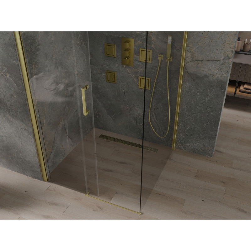 Mexen Omega плъзгаща се душ кабина 100 x 100 см, прозрачна, златна - 825-100-100-50-00