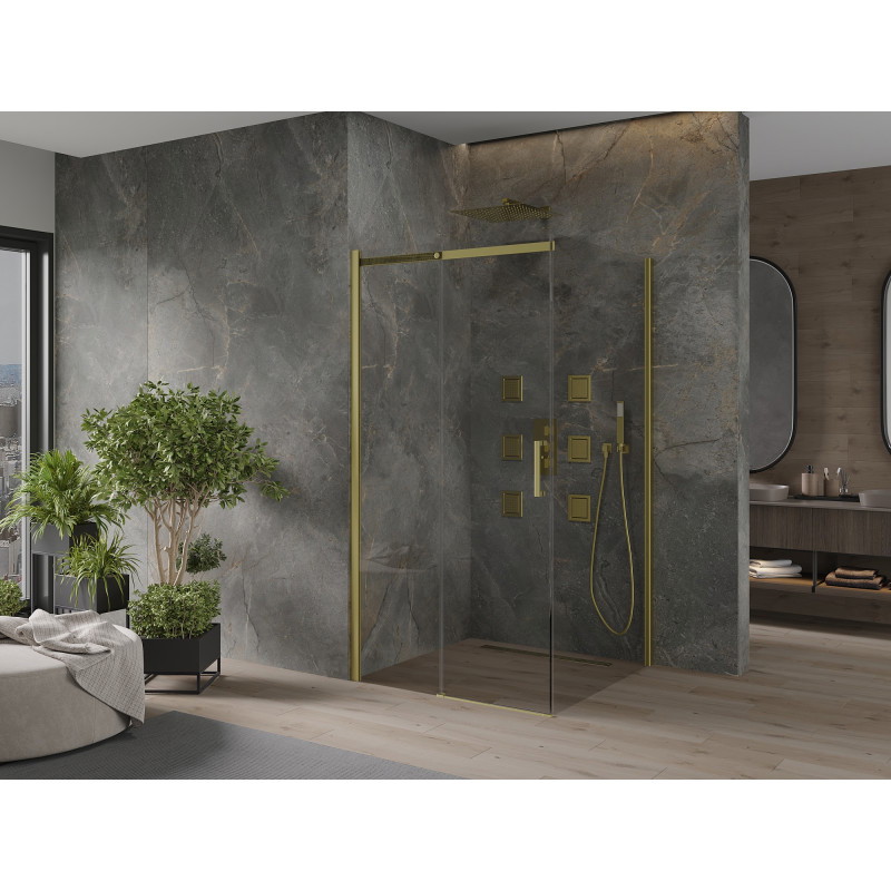 Mexen Omega разтегаема душ кабина 100 x 100 см, прозрачна, златна - 825-100-100-50-00