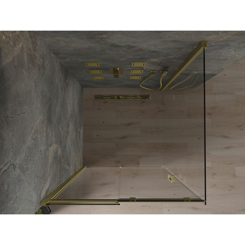 Mexen Omega плъзгаща се душ кабина 100 x 100 см, прозрачна, златна - 825-100-100-50-00
