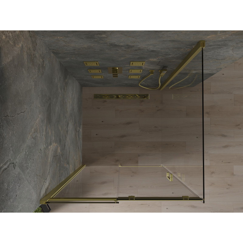 Mexen Omega разтегаема душ кабина 100 x 100 см, прозрачна, златна - 825-100-100-50-00