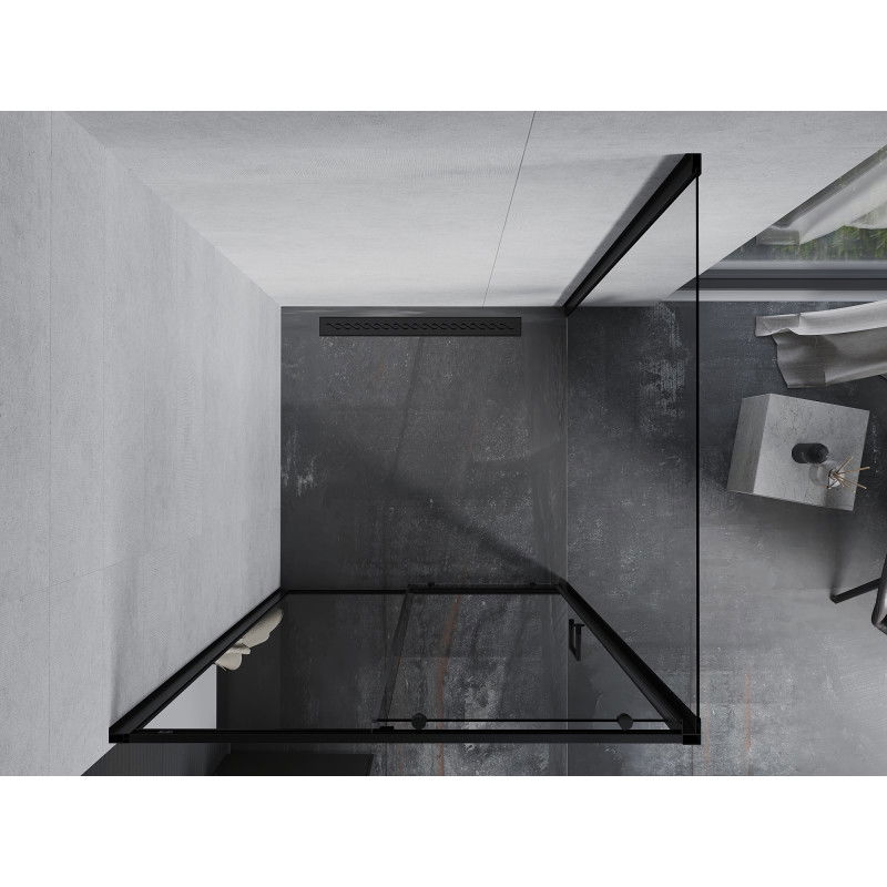 Mexen Apia плъзгаща се душ кабина 90 x 90 см, прозрачна, черна - 840-090-090-70-00