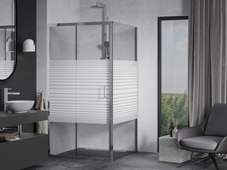 Mexen Apia душ кабина плъзгаща 100 x 100 см, ивици, хром - 840-100-100-01-20