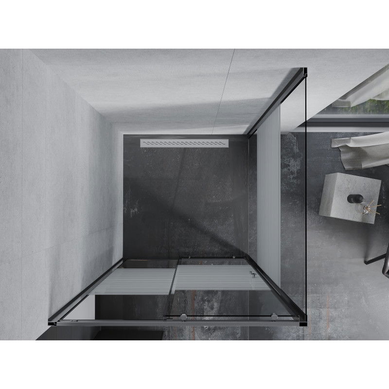 Mexen Apia плъзгаща душ кабина 100 x 100 см, бели ленти, хром - 840-100-100-01-20