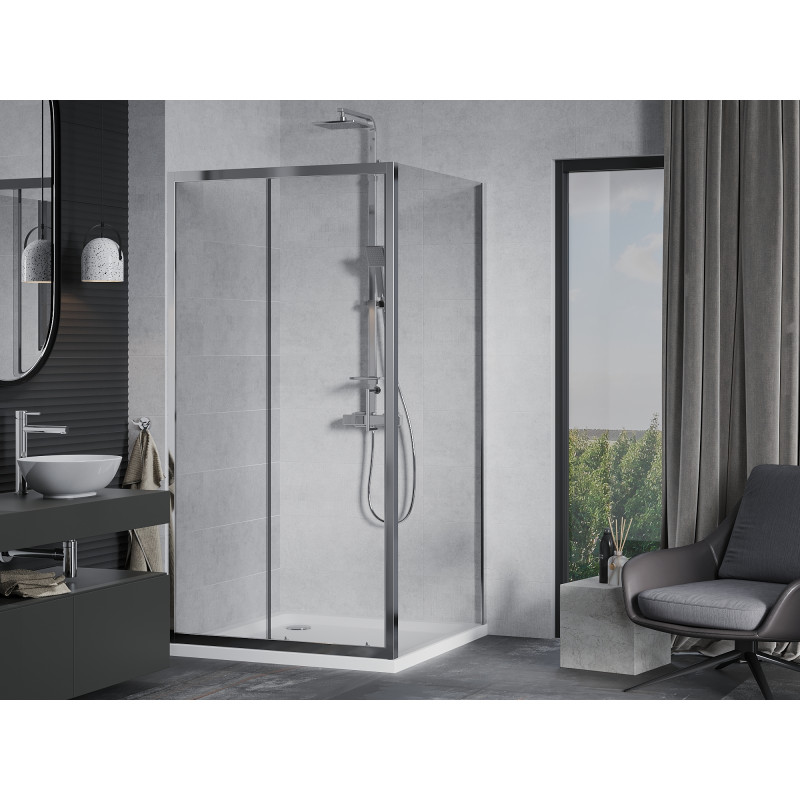 Mexen Apia плъзгаща се душ кабина 90 x 90 см, прозрачна, хром + поддушово